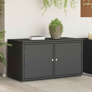 Armadietto Portaoggetti Giardino Nero 110x55x60,5cm Polyrattancod mxl 86547