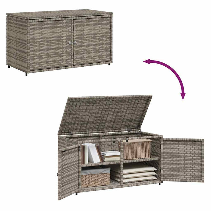 Armadietto Portaoggetti Giardino Grigio 110x55x60,5 Polyrattan 365569