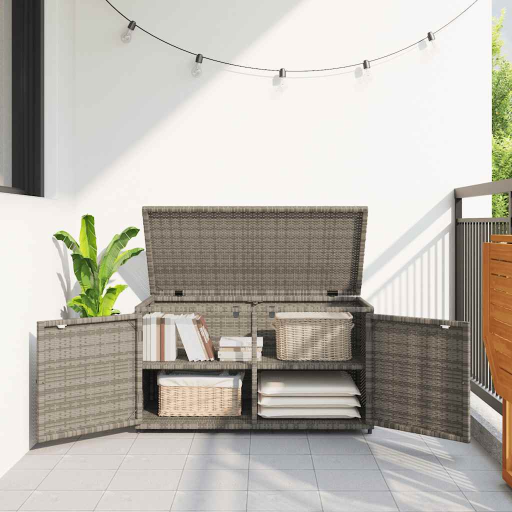 Armadietto Portaoggetti Giardino Grigio 110x55x60,5 Polyrattan 365569