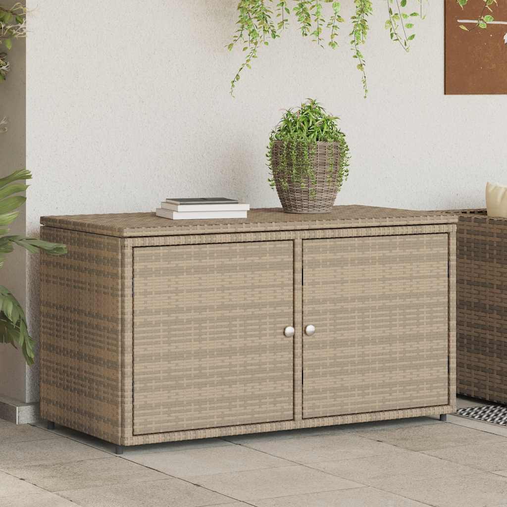 Armadietto Portaoggetti Giardino Beige 110x55x60,5cm Polyrattan 365570