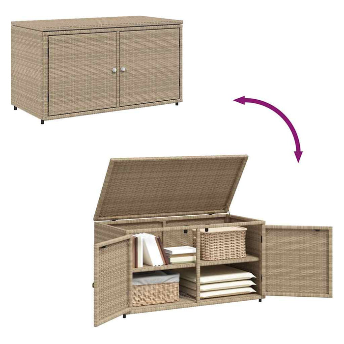 Armadietto Portaoggetti Giardino Beige 110x55x60,5cm Polyrattan 365570