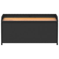 Panca Portaoggetti Nera 100x50x52 cm Polyrattan e Legno Acacia