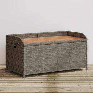 Panca Portaoggetti Giardino Grigia 100x50x52 Polyrattan Acacia 365950