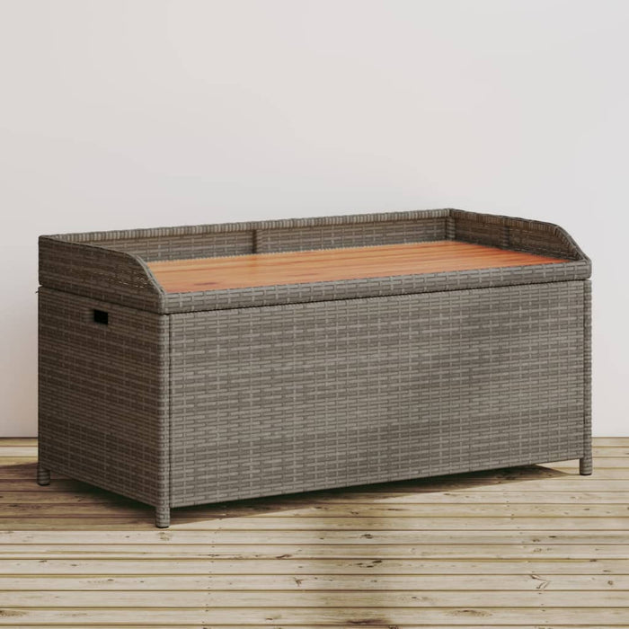 Panca Portaoggetti Giardino Grigia 100x50x52 Polyrattan Acacia 365950