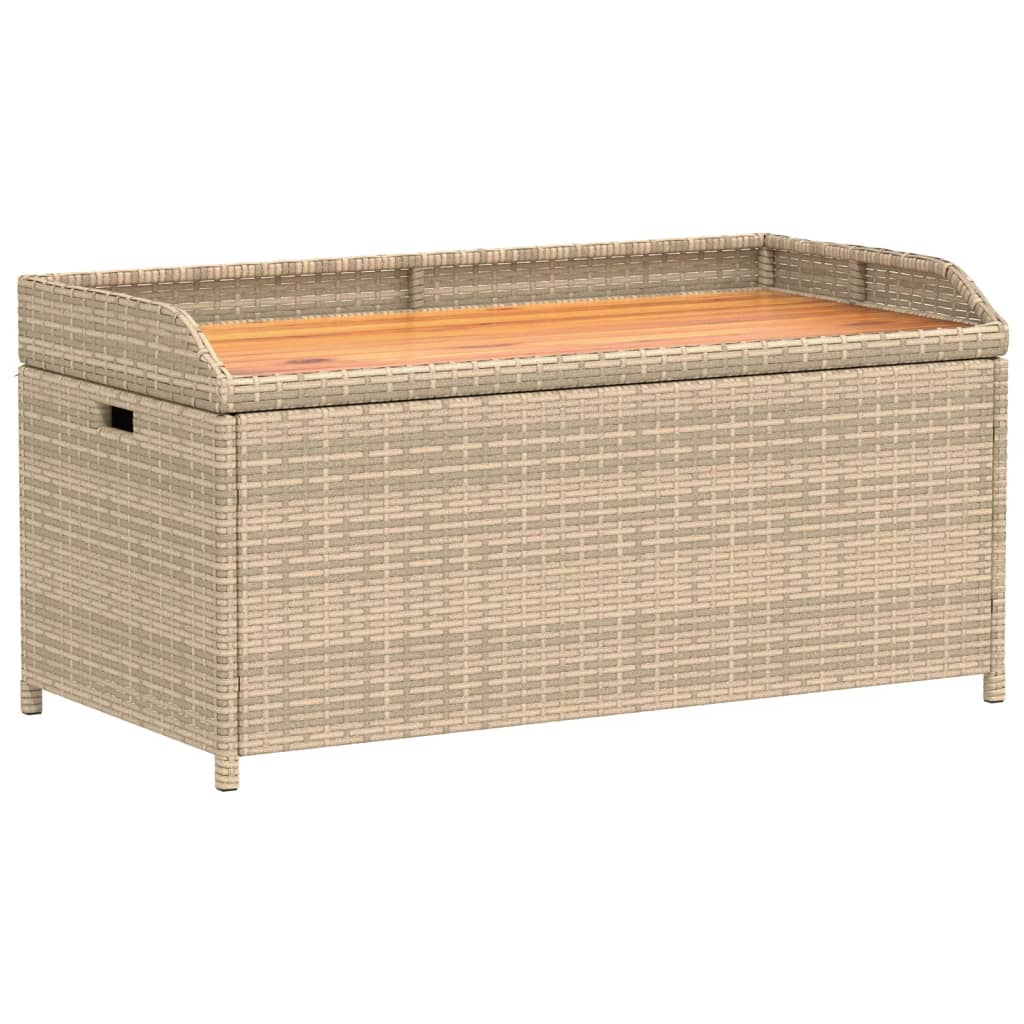 Panca Portaoggetti Beige Misto 100x50x52 cm Polyrattan e Acaciacod mxl 113725