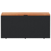 Contenitore Giardino Nero 110x50x54cm Polyrattan e Legno Acacia