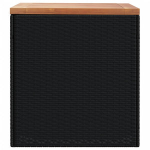 Contenitore Giardino Nero 110x50x54cm Polyrattan e Legno Acacia