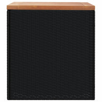 Contenitore Giardino Nero 110x50x54cm Polyrattan e Legno Acacia 365955