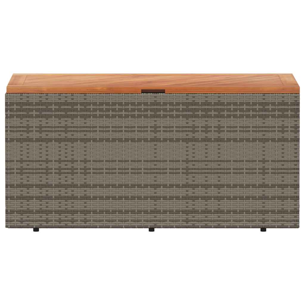Contenitore Giardino Grigio 110x50x54cm Polyrattan Legno Acacia
