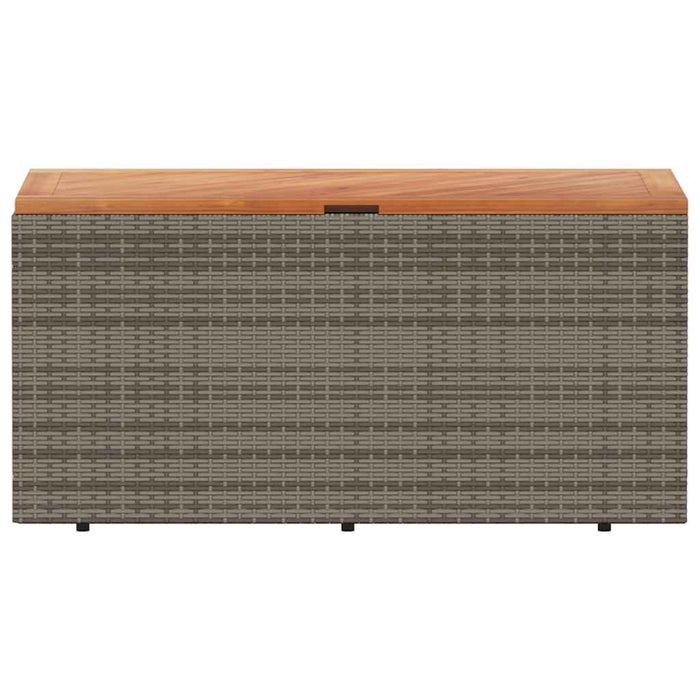 Contenitore Giardino Grigio 110x50x54cm Polyrattan Legno Acacia