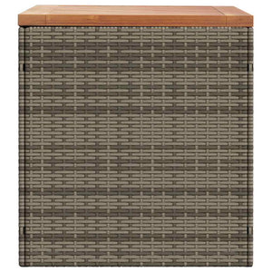 Contenitore Giardino Grigio 110x50x54cm Polyrattan Legno Acacia