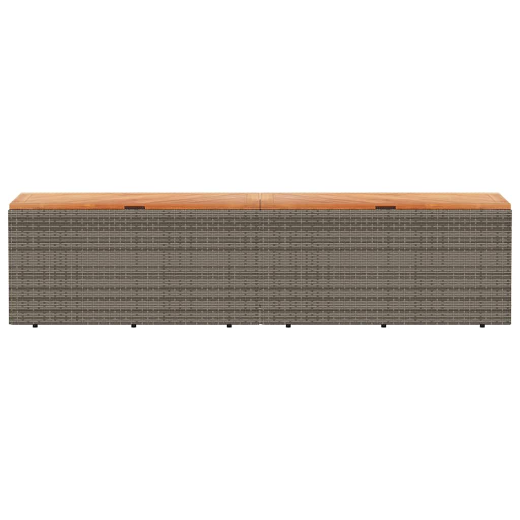 Contenitore Giardino Grigio 220x50x54cm Polyrattan Legno Acacia 365959