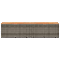 Contenitore Giardino Grigio 220x50x54cm Polyrattan Legno Acacia 365959