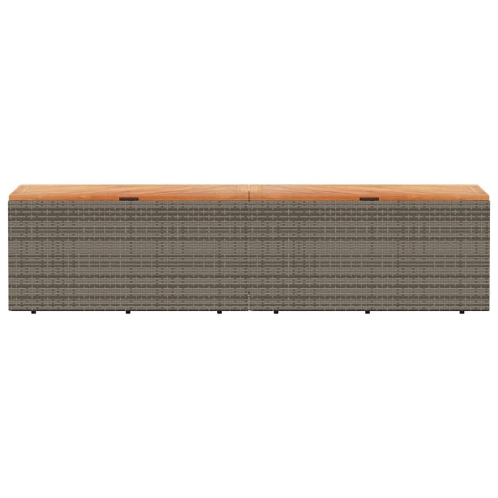 Contenitore Giardino Grigio 220x50x54cm Polyrattan Legno Acacia 365959