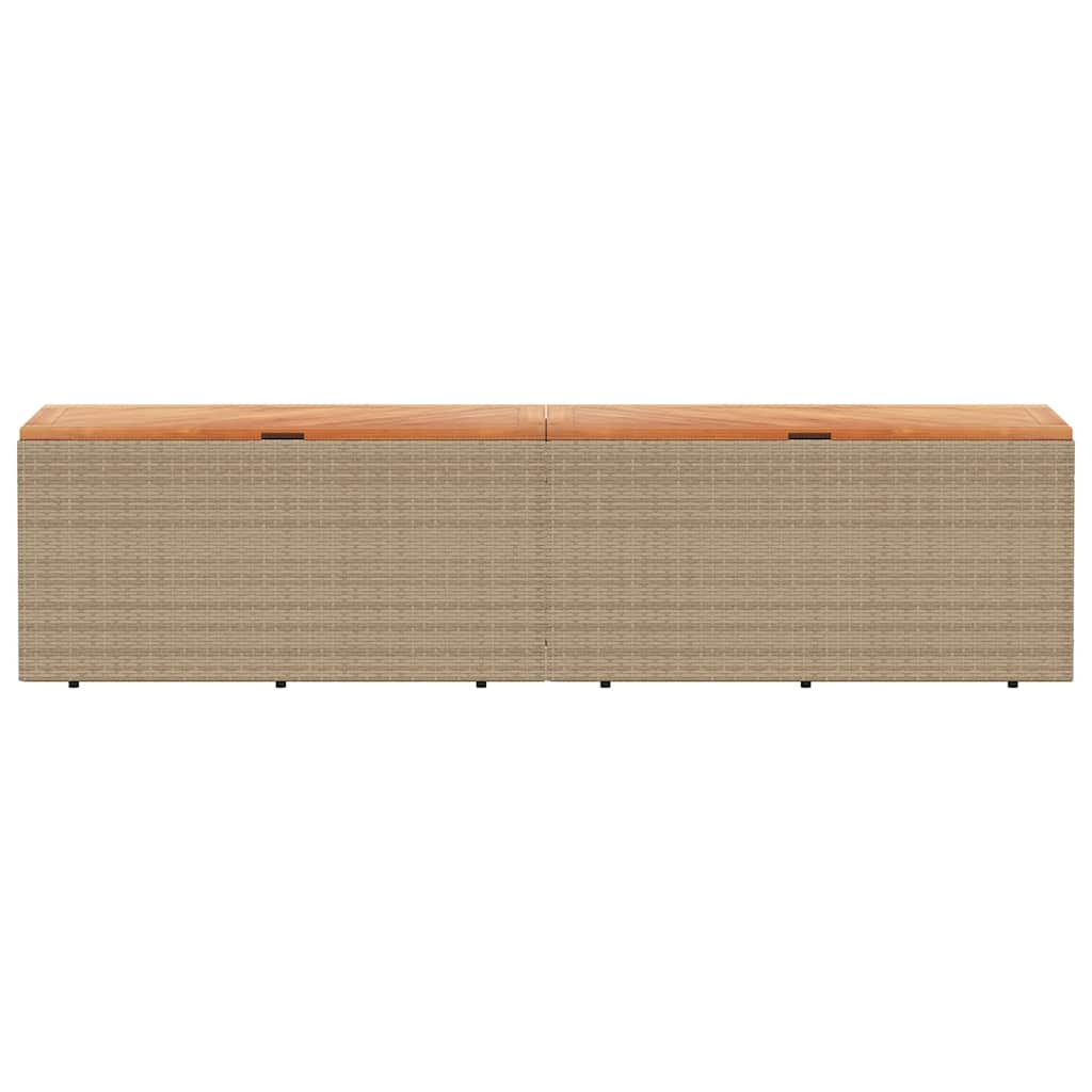 Contenitore da Giardino Beige 220x50x54 cm Polyrattan e Acacia