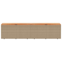 Contenitore da Giardino Beige 220x50x54 cm Polyrattan e Acacia