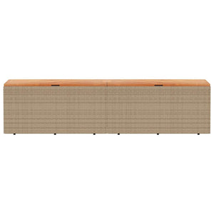 Contenitore da Giardino Beige 220x50x54 cm Polyrattan e Acacia 365960
