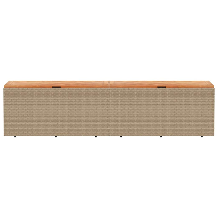 Contenitore da Giardino Beige 220x50x54 cm Polyrattan e Acacia 365960