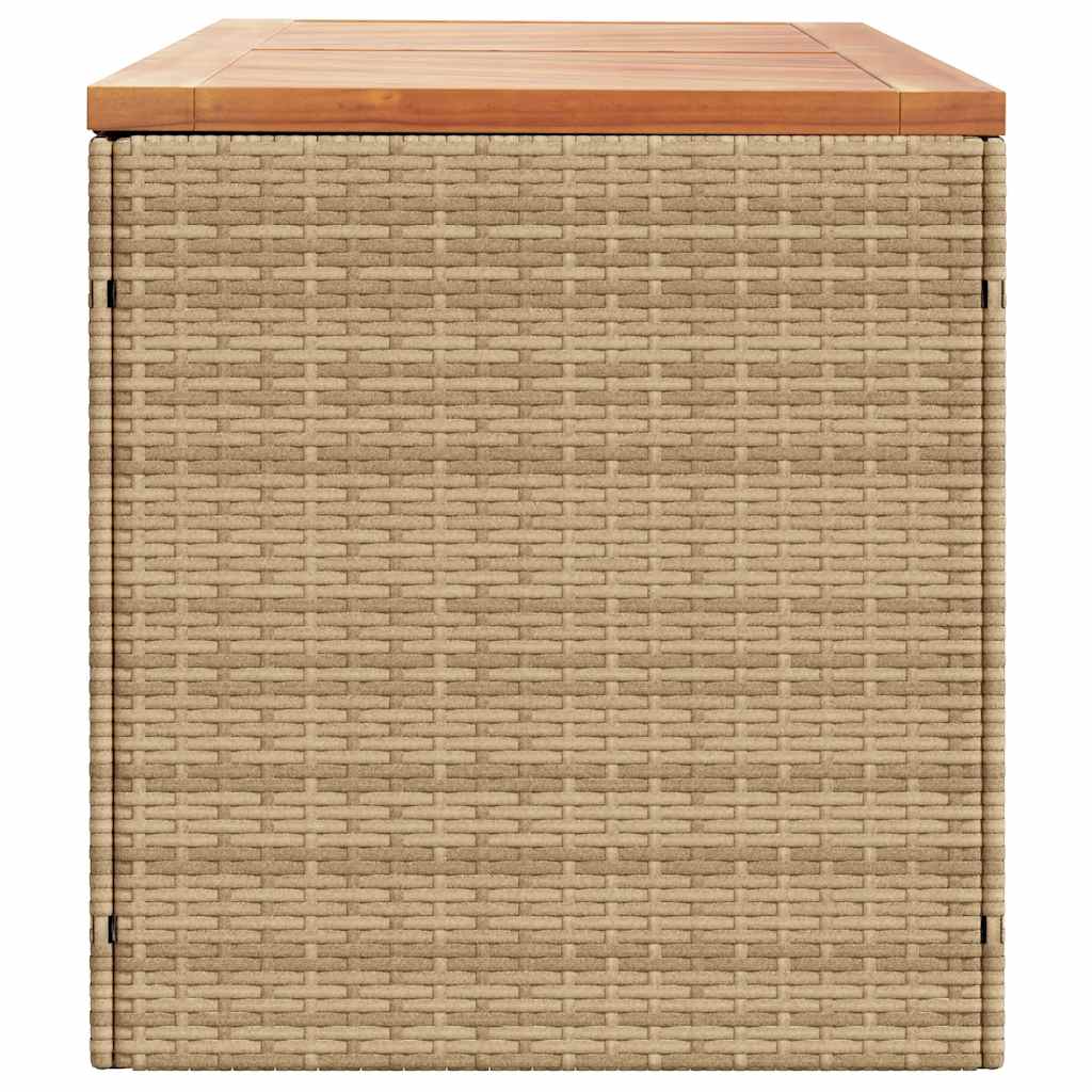 Contenitore da Giardino Beige 220x50x54 cm Polyrattan e Acacia 365960