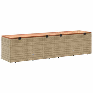 Contenitore da Giardino Beige 220x50x54 cm Polyrattan e Acacia 365960