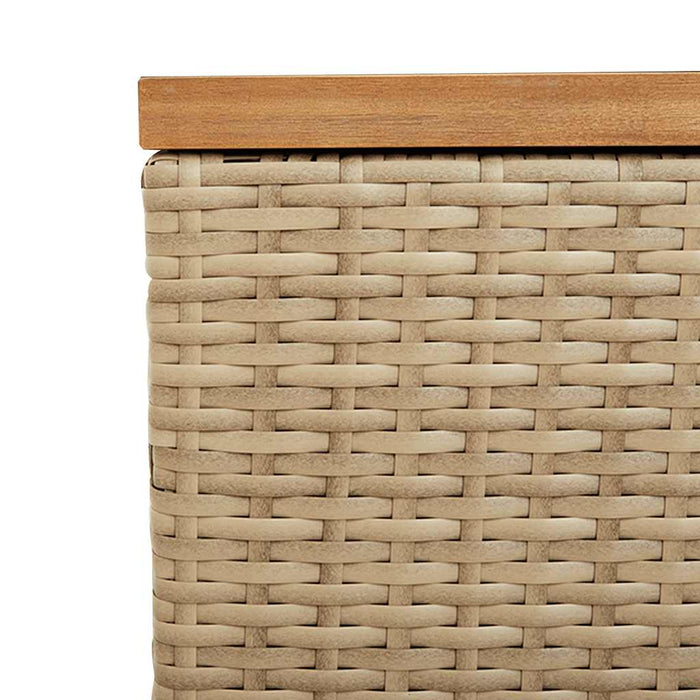 Contenitore da Giardino Beige 220x50x54 cm Polyrattan e Acacia 365960