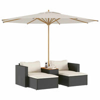 Set Divani da Giardino 5 pz con Cuscini Nero Polyrattan Acacia 365725