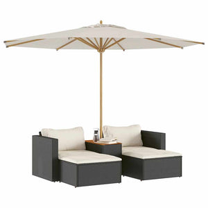 Set Divani da Giardino 5 pz con Cuscini Nero Polyrattan Acacia 365725