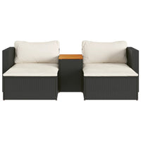 Set Divani da Giardino 5 pz con Cuscini Nero Polyrattan Acacia 365725
