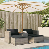 Set Divano Giardino 5 pz con Cuscini-Sofa da Giardino-Divanetto da esterno Grigio Polyrattan Acacia 154688