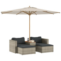 Set Divano Giardino 5 pz con Cuscini Grigio Polyrattan Acacia 365726