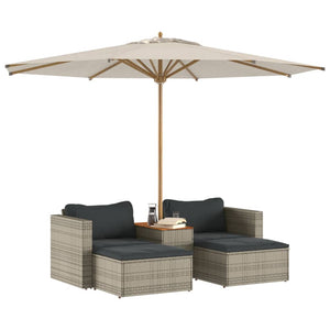 Set Divano Giardino 5 pz con Cuscini Grigio Polyrattan Acacia 365726