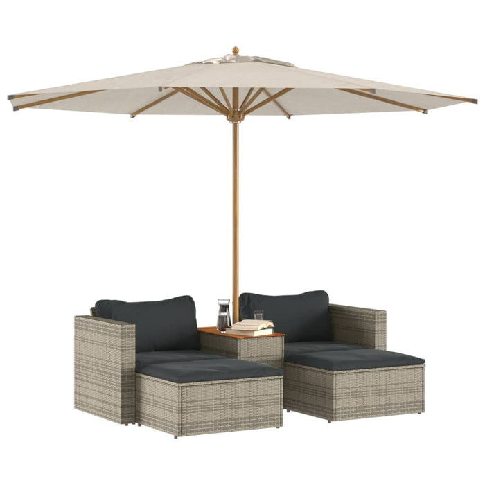 Set Divano Giardino 5 pz con Cuscini Grigio Polyrattan Acacia 365726