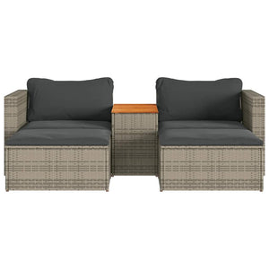 Set Divano Giardino 5 pz con Cuscini-Sofa da Giardino-Divanetto da esterno Grigio Polyrattan Acacia 154688