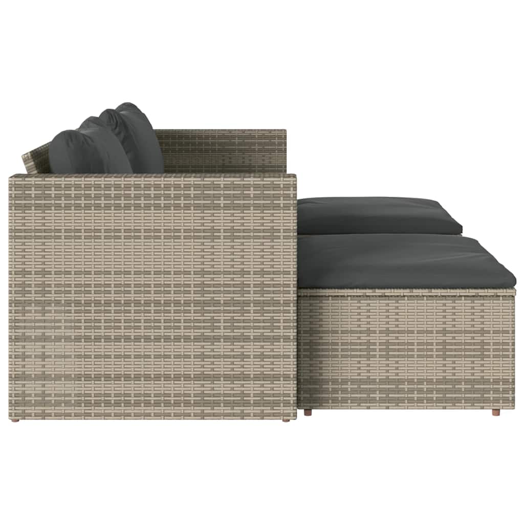 Set Divano Giardino 5 pz con Cuscini-Sofa da Giardino-Divanetto da esterno Grigio Polyrattan Acacia 154688
