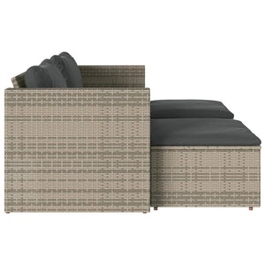 Set Divano Giardino 5 pz con Cuscini-Sofa da Giardino-Divanetto da esterno Grigio Polyrattan Acacia 154688