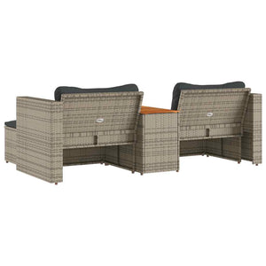 Set Divano Giardino 5 pz con Cuscini Grigio Polyrattan Acacia 365726