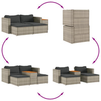 Set Divano Giardino 5 pz con Cuscini Grigio Polyrattan Acacia 365726