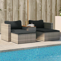 Set Divano Giardino 5 pz con Cuscini-Sofa da Giardino-Divanetto da esterno Grigio Polyrattan Acacia 154688