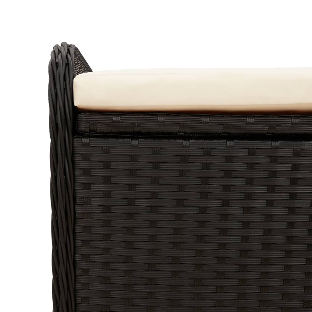 Cassapanca con Cuscino Nera 115x51x52 cm in Polyrattan 365727