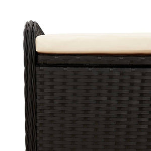 Cassapanca con Cuscino Nera 115x51x52 cm in Polyrattan 365727