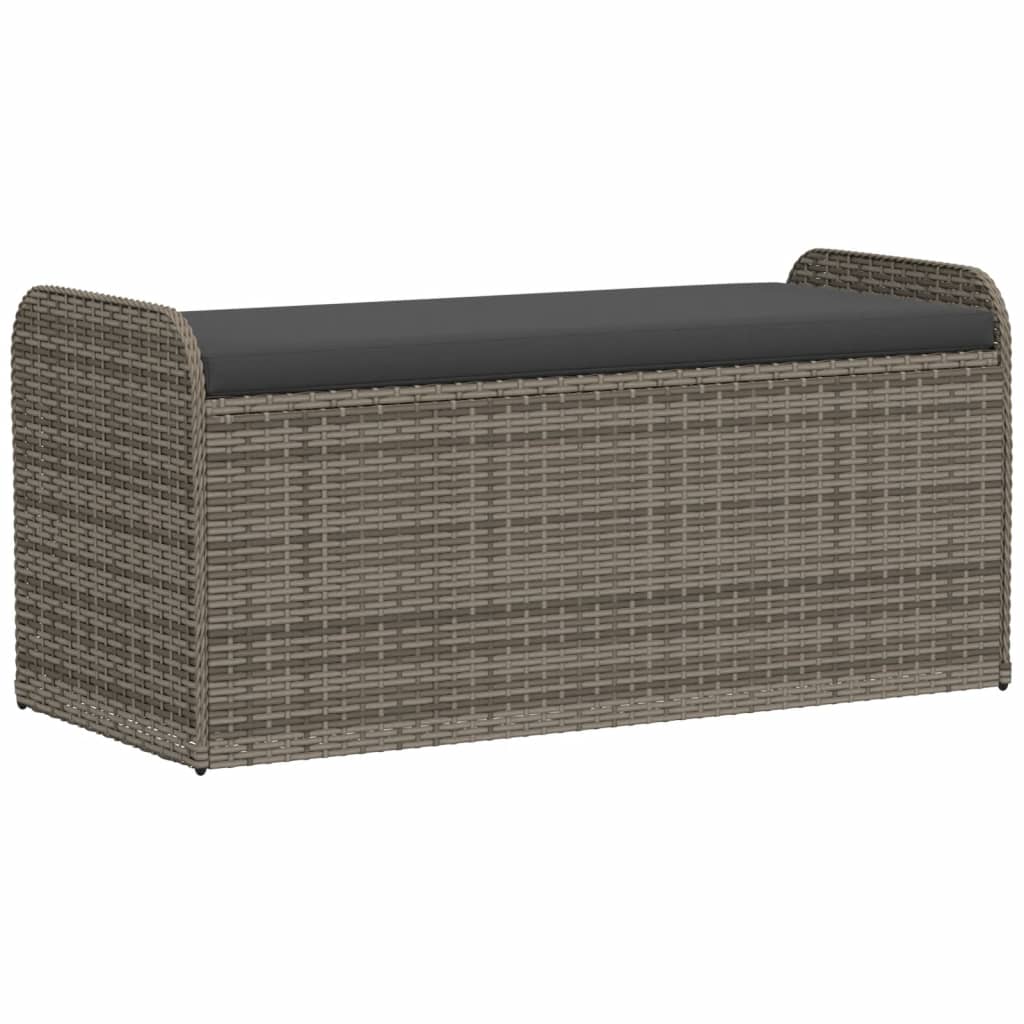 Cassapanca con Cuscino Grigia 115x51x52 cm in Polyrattan 365728