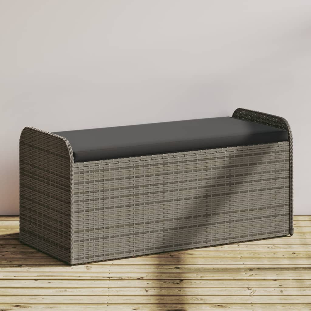 Cassapanca con Cuscino Grigia 115x51x52 cm in Polyrattan 365728