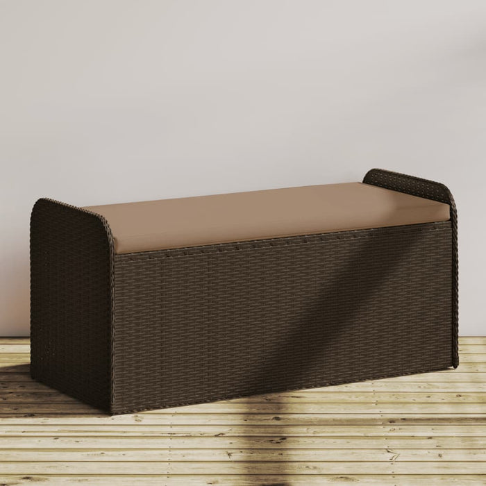 Cassapanca con Cuscino Marrone 115x51x52 cm in Polyrattan 365729