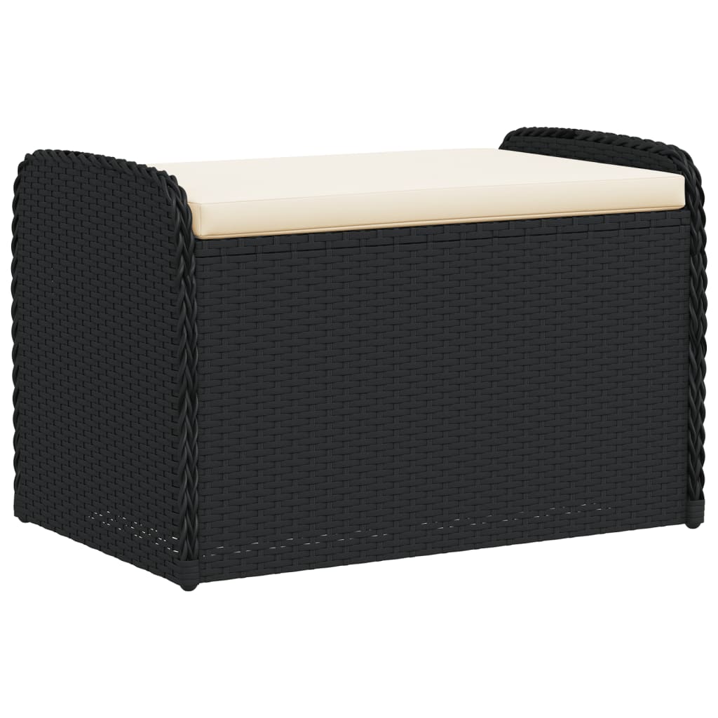 Cassapanca con Cuscino Nera 80x51x52 cm in Polyrattan 365730