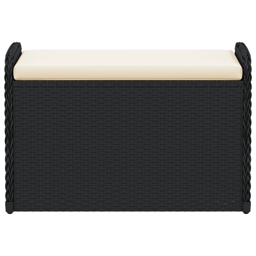 Cassapanca con Cuscino Nera 80x51x52 cm in Polyrattan 365730