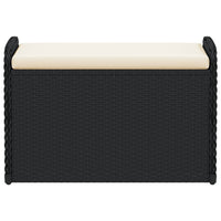 Cassapanca con Cuscino Nera 80x51x52 cm in Polyrattan 365730