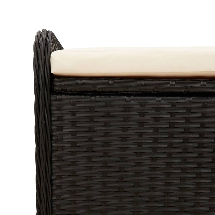 Cassapanca con Cuscino Nera 80x51x52 cm in Polyrattan 365730