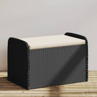 Cassapanca con Cuscino Nera 80x51x52 cm in Polyrattan 365730