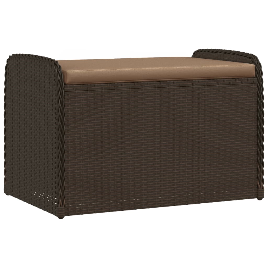 Cassapanca con Cuscino Marrone 80x51x52 cm in Polyrattan 365732