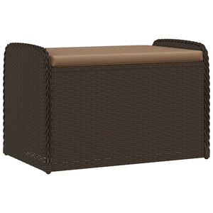 Cassapanca con Cuscino Marrone 80x51x52 cm in Polyrattan 365732